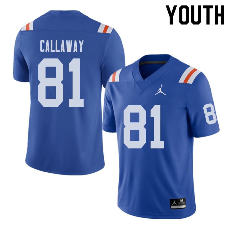 Youth NCAA Florida Gators Antonio Callaway #81 Stitched Authentic Alternate Jordan Brand Royal Throwback College Football Jersey XAH7665OX